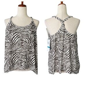 Coco Reef Brown and white zebra print swim tank top